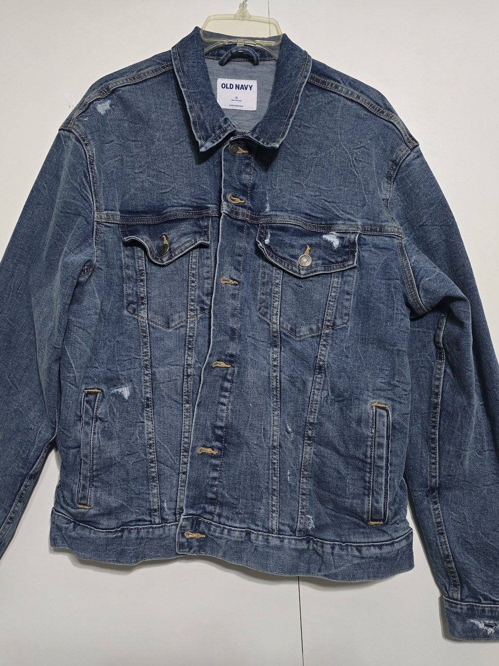 Old Navy Men's Blue Distressed Denim Jacket